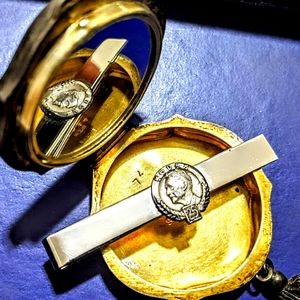 Vtg 1954 sterling silver Kodak 25 years coin tie clip antique
